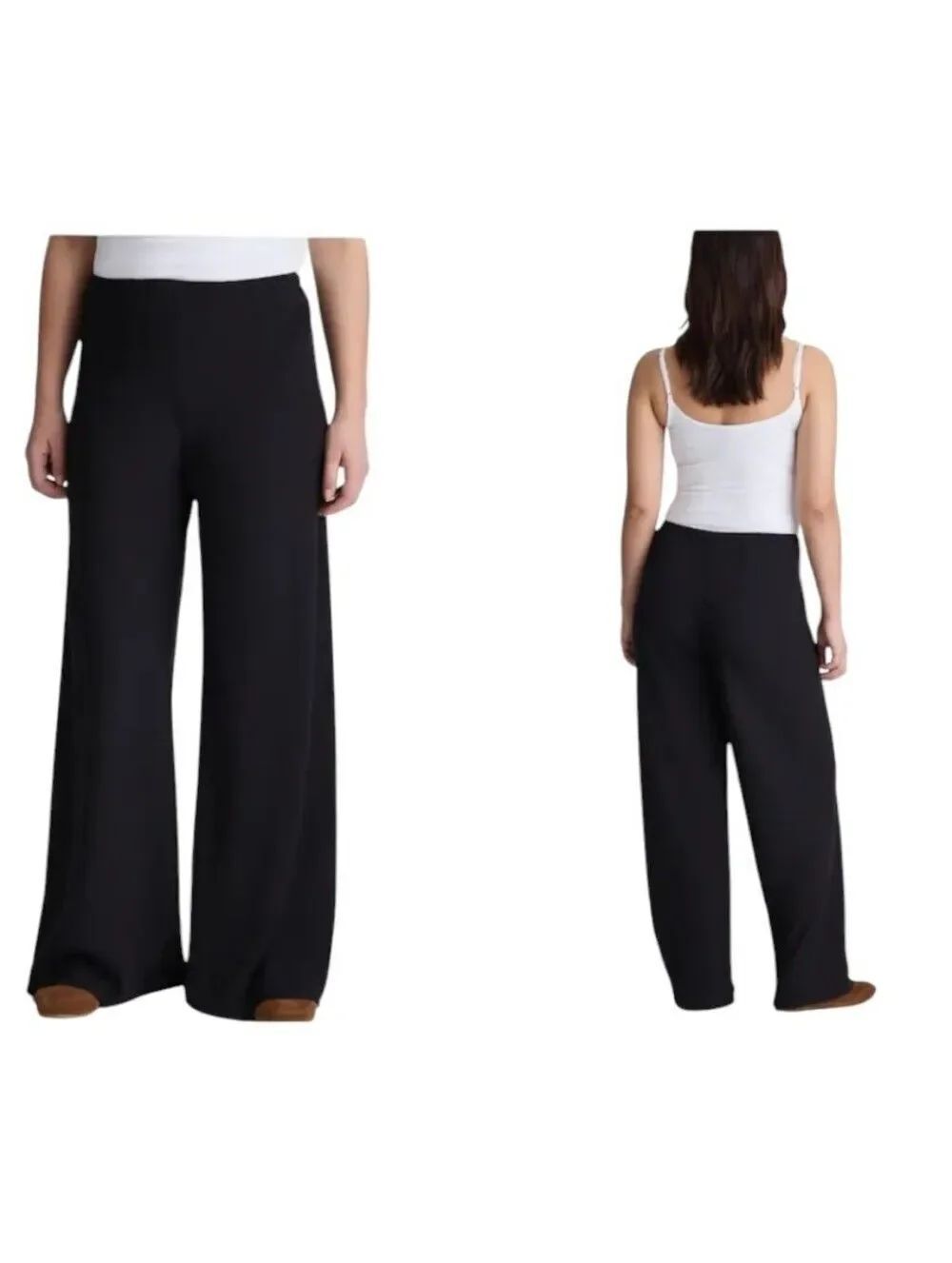 NWT Madewell Pull-On Pants Crepe Pull-On Wide Leg Jet Black Size XL